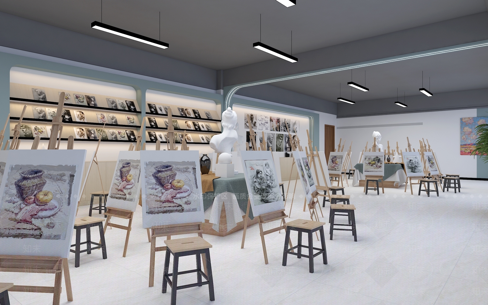 现代美术教室3D模型下载【ID:1150665786】