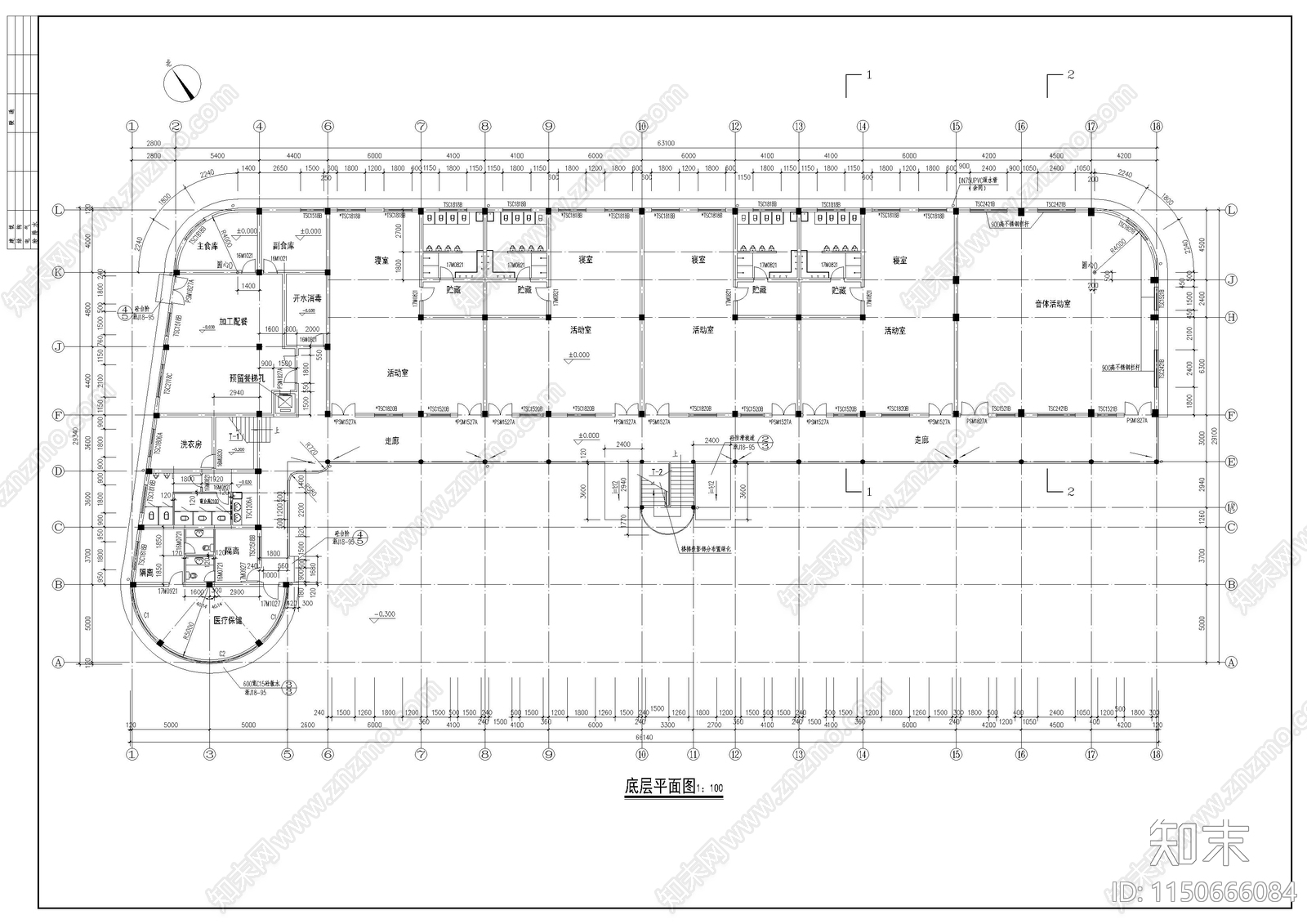 某幼儿园教学楼施工图cad施工图下载【ID:1150666084】