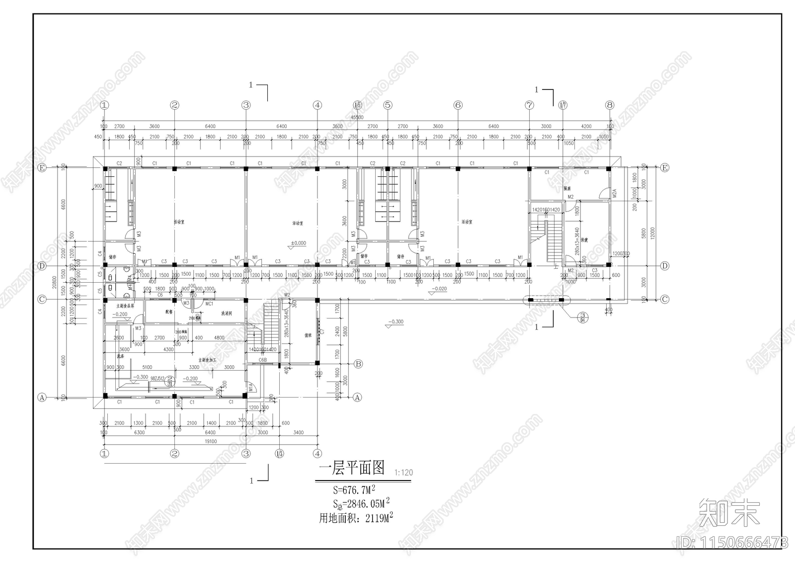 某幼儿园施工图cad施工图下载【ID:1150666473】