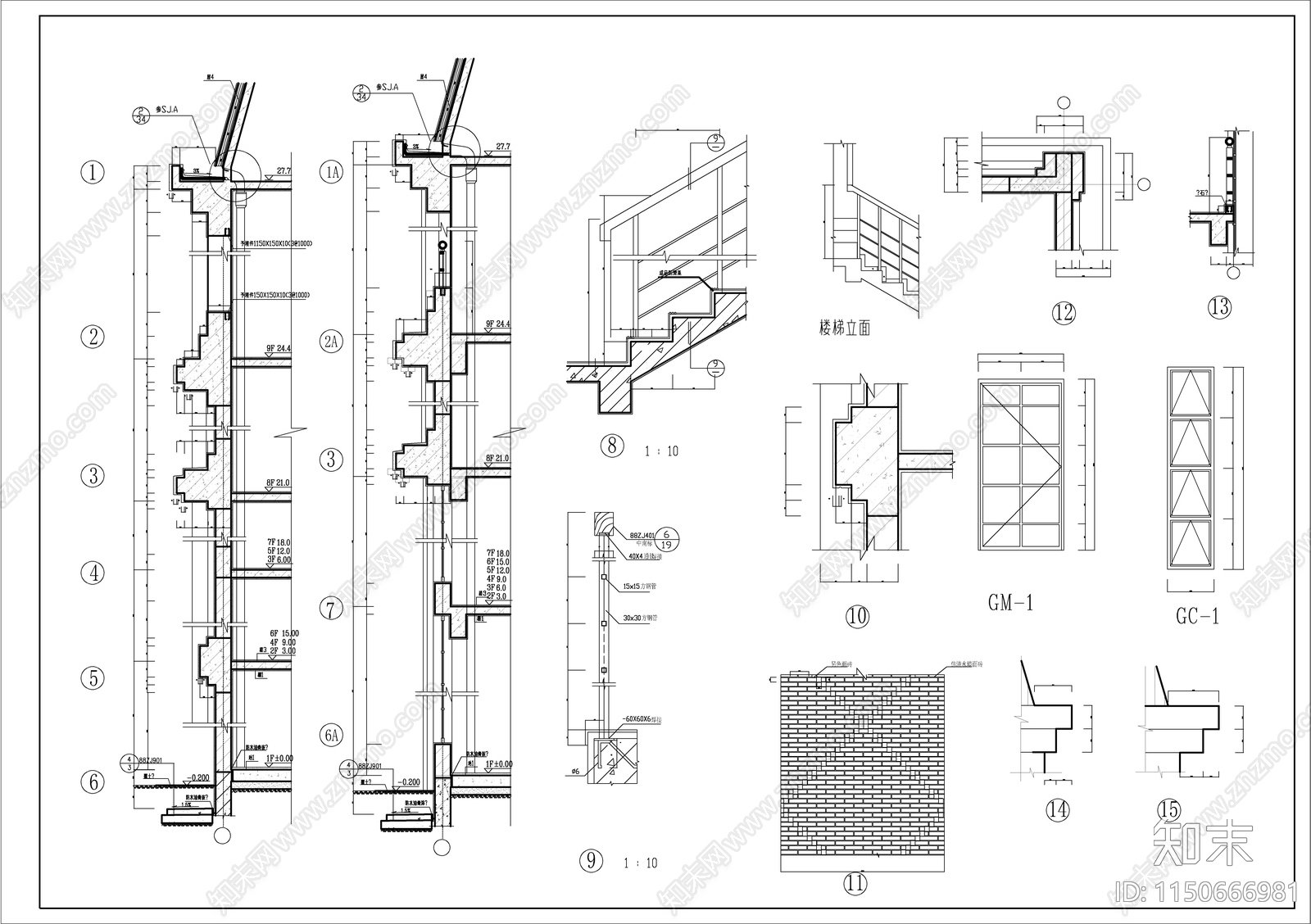 欧式观景塔建筑施工图cad施工图下载【ID:1150666981】