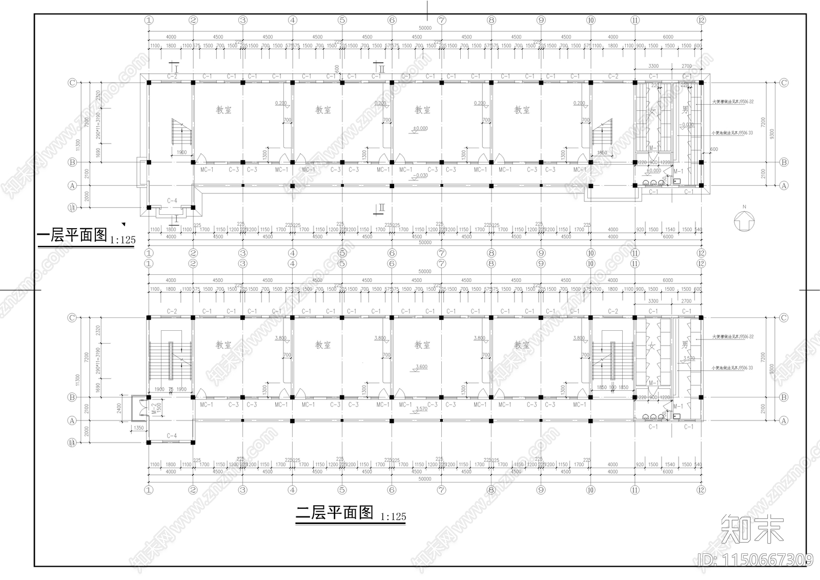 某中心小学建筑施工图cad施工图下载【ID:1150667309】