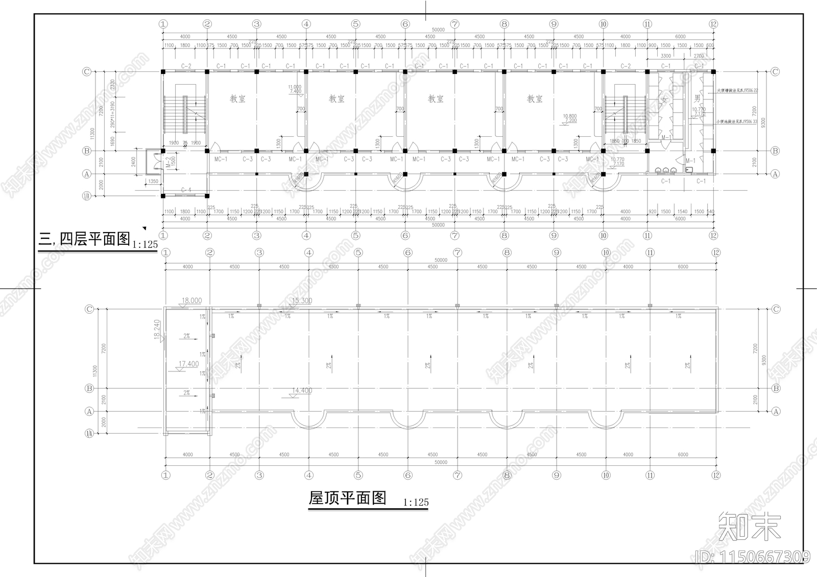 某中心小学建筑施工图cad施工图下载【ID:1150667309】