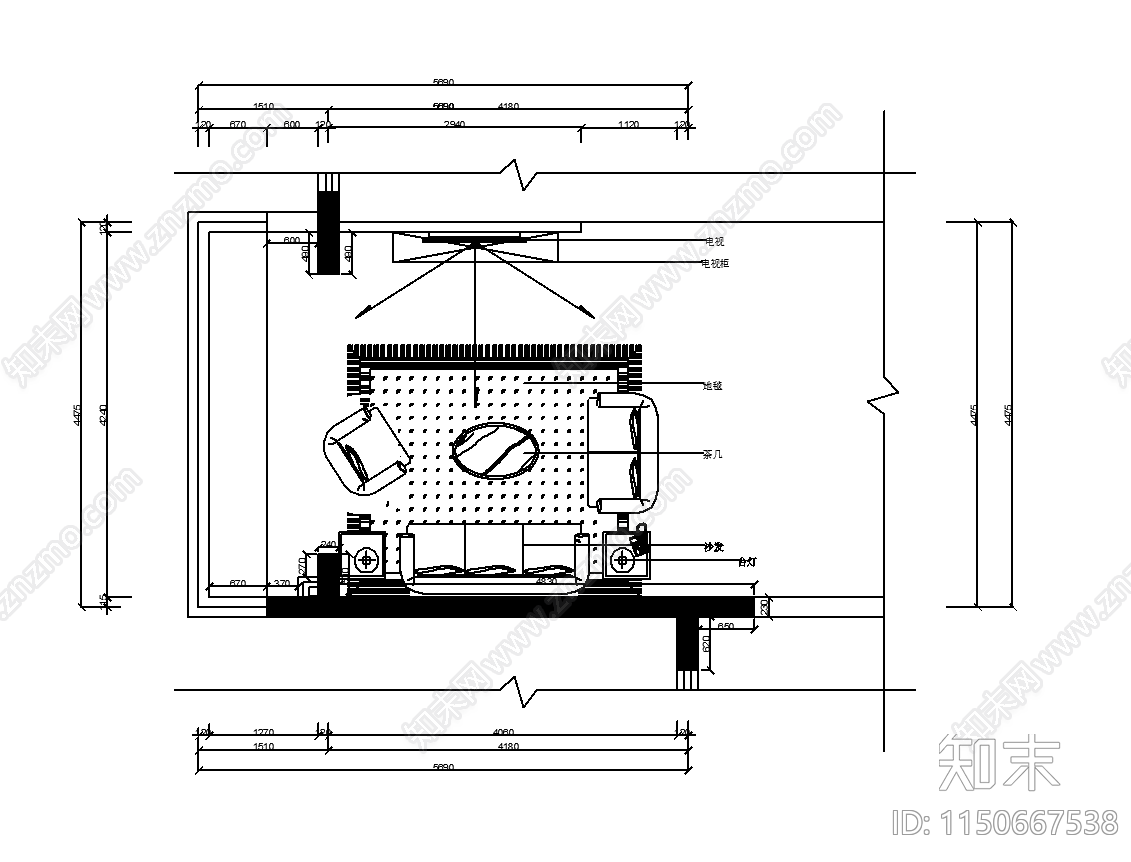 客厅cad施工图下载【ID:1150667538】