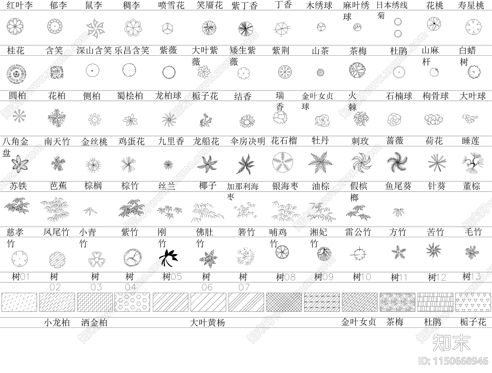 数百种平面树图例施工图下载【ID:1150746363】