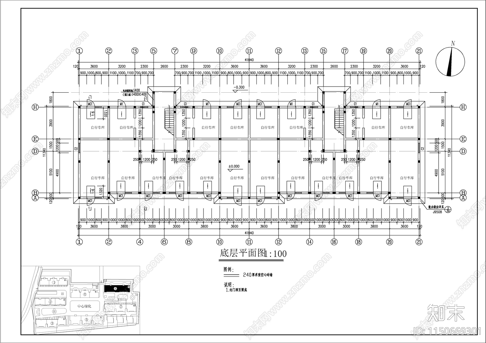 多层住宅建筑施工图cad施工图下载【ID:1150669301】