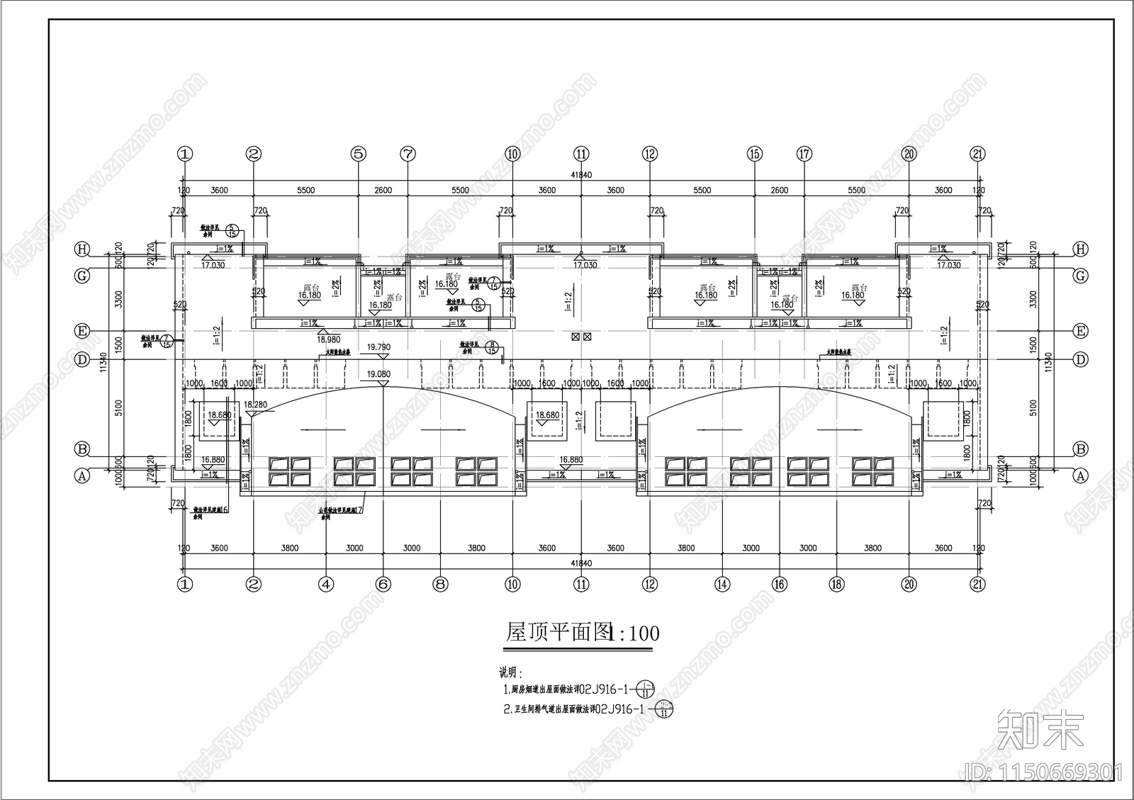 多层住宅建筑施工图cad施工图下载【ID:1150669301】