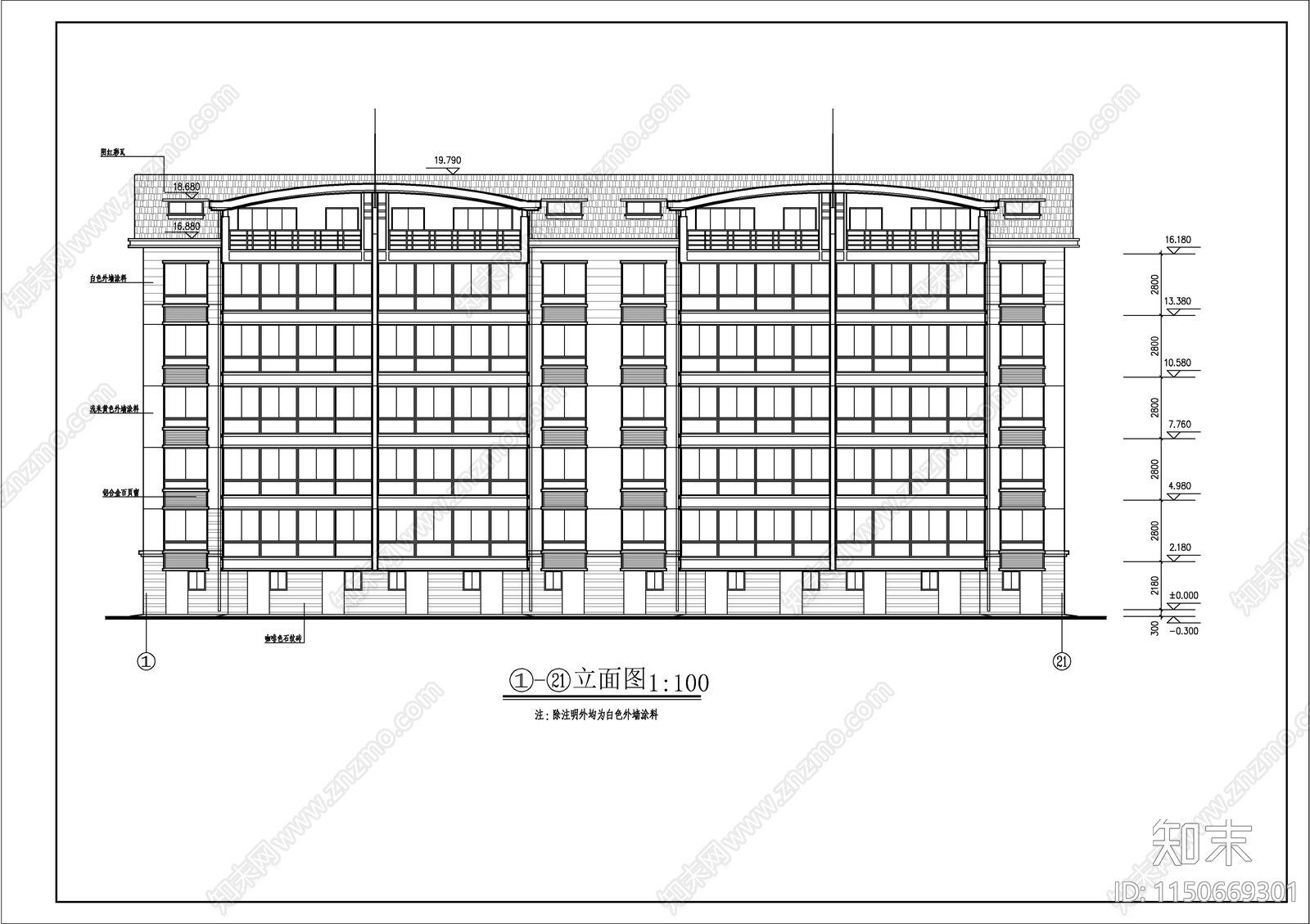 多层住宅建筑施工图cad施工图下载【ID:1150669301】