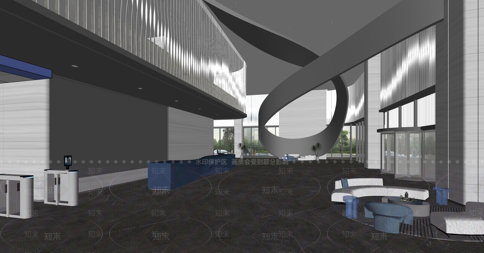 现代公司大堂SU模型下载【ID:1150670856】