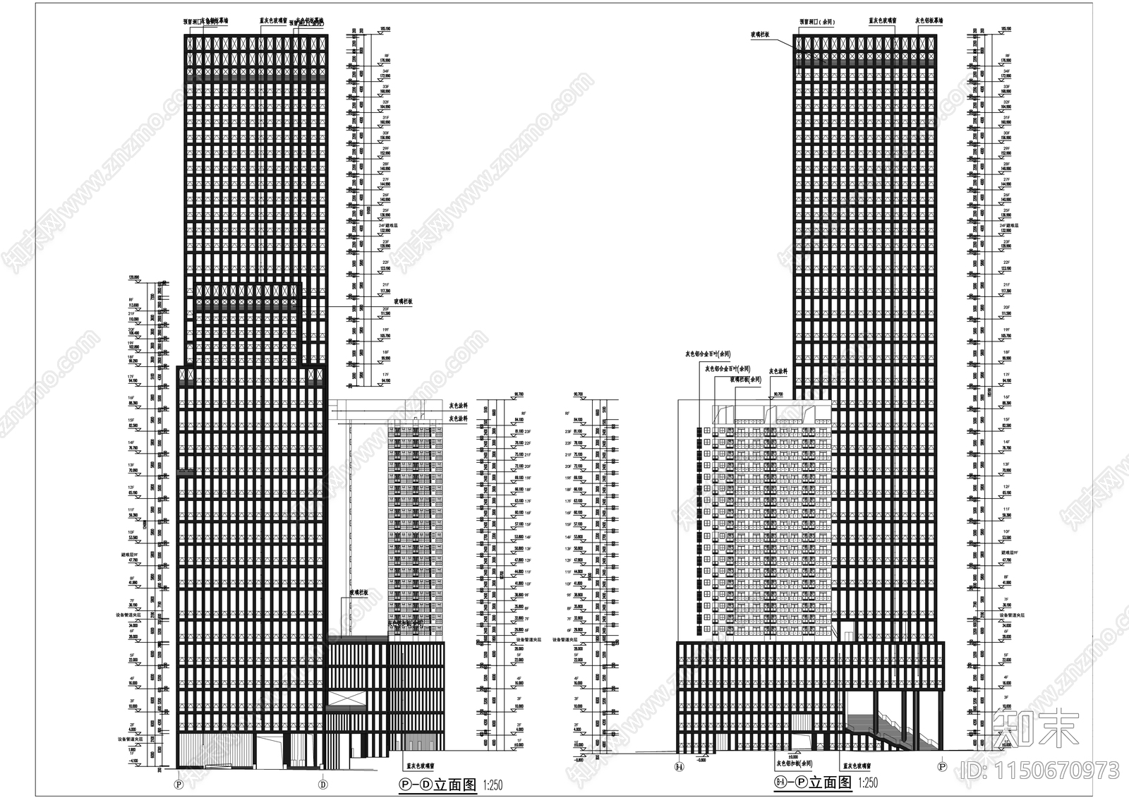 现代重庆商业综合体cad施工图下载【ID:1150670973】