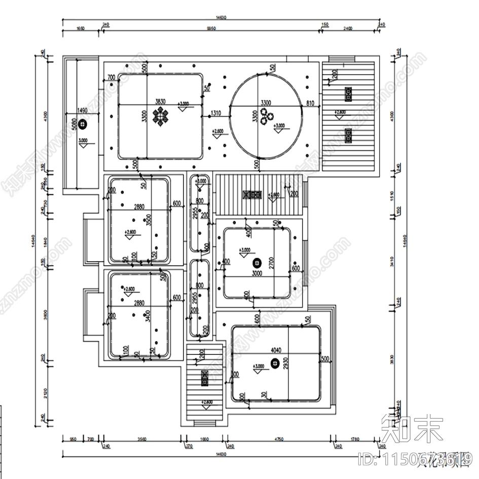 164平三室两厅家居空间cad施工图下载【ID:1150673619】