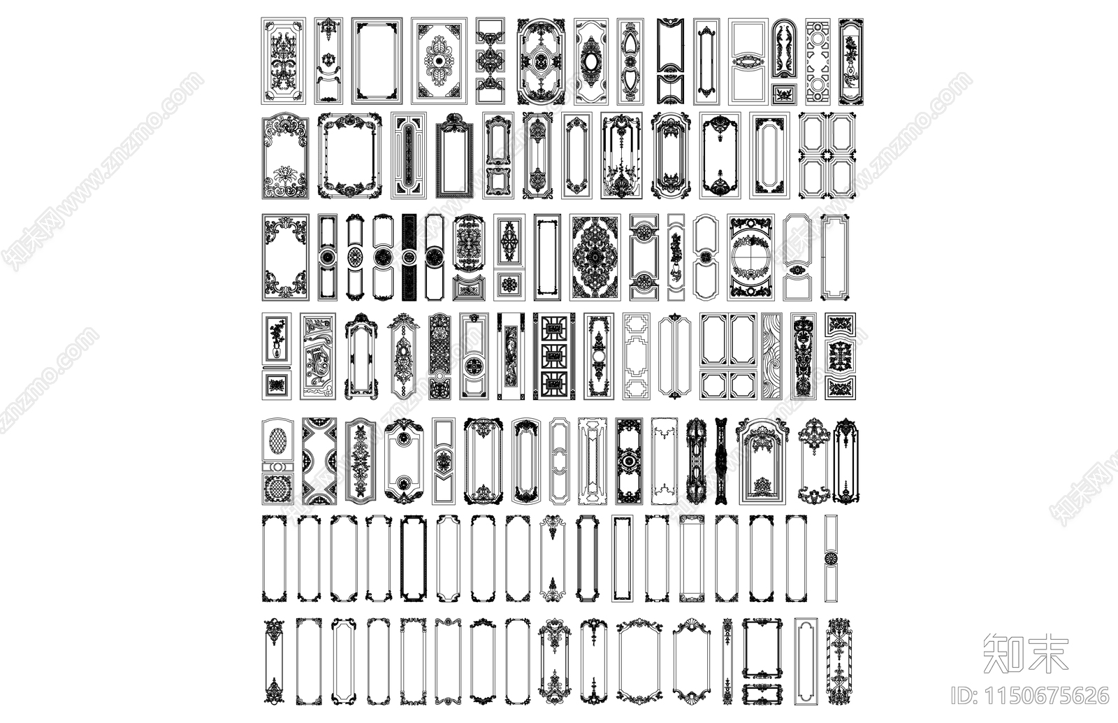 法式护墙板施工图下载【ID:1150675626】