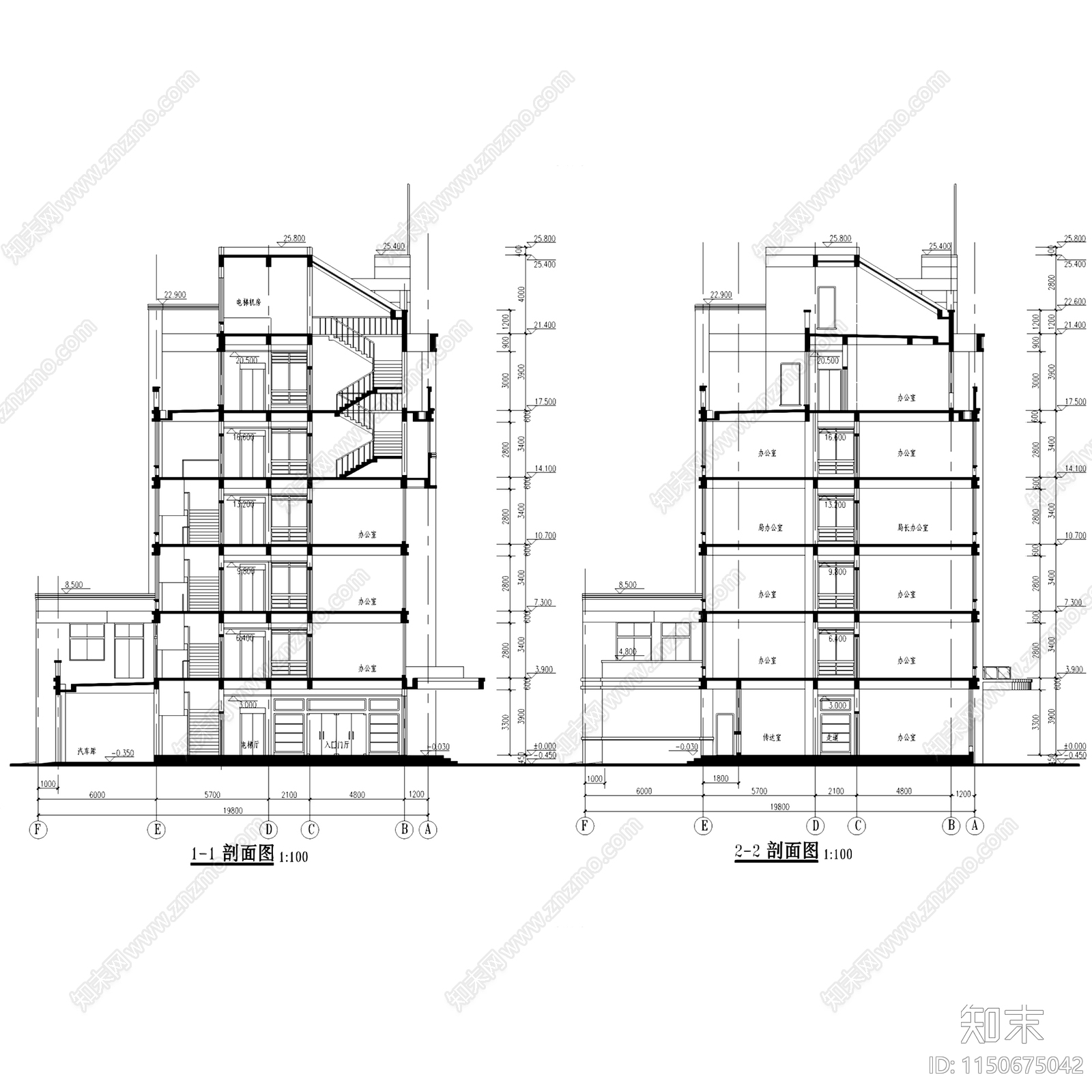 公司企业办公楼写字楼建筑施工图集施工图下载【ID:1150675042】