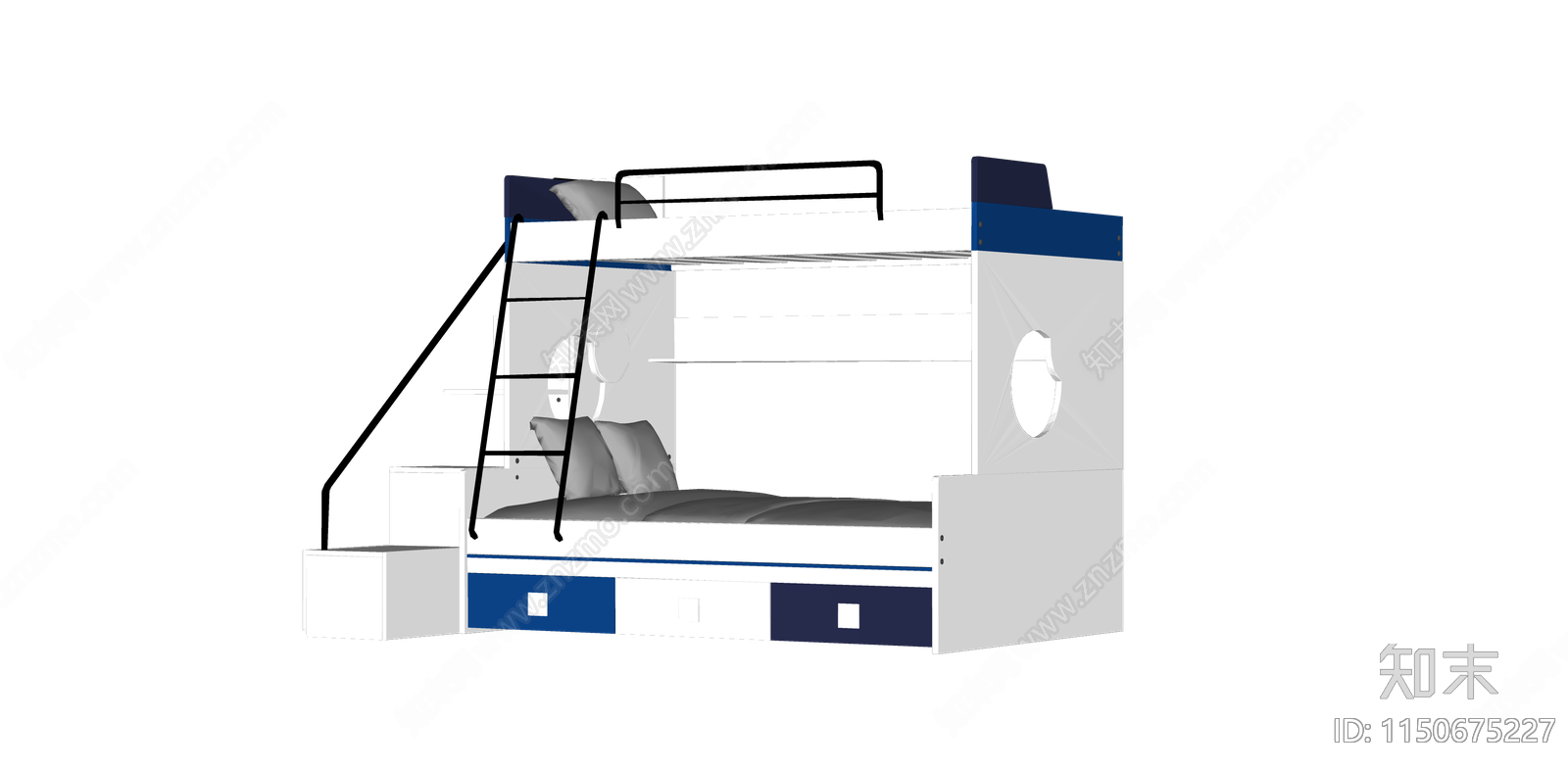 现代风格上下铺高低床SU模型下载【ID:1150675227】