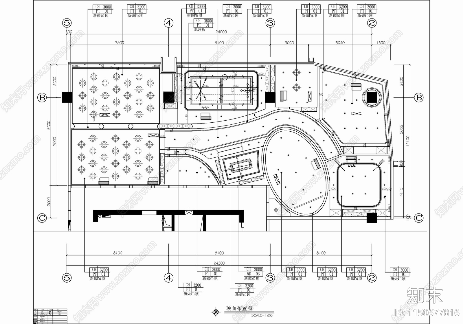 300㎡办公室施室内施工图施工图下载【ID:1150677816】