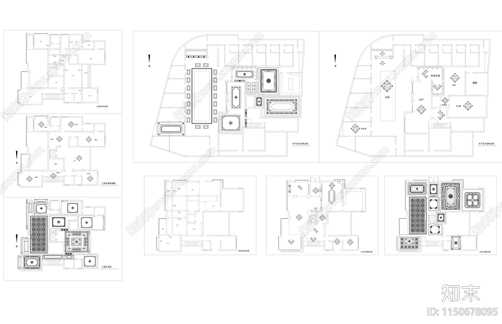 法式别墅墙板平面立面施工图cad施工图下载【ID:1150678095】