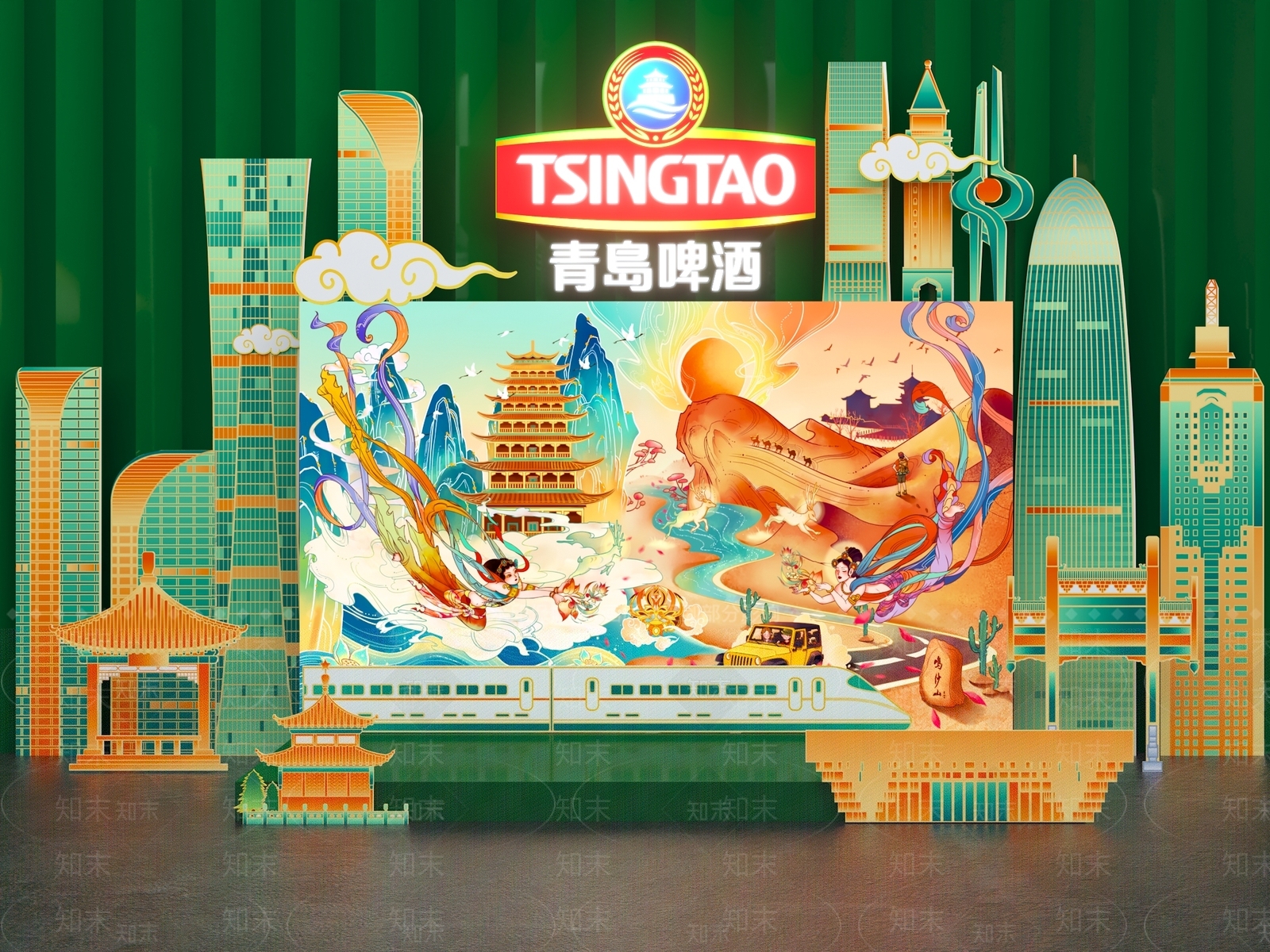 新中式国潮美陈3D模型下载【ID:1150678951】