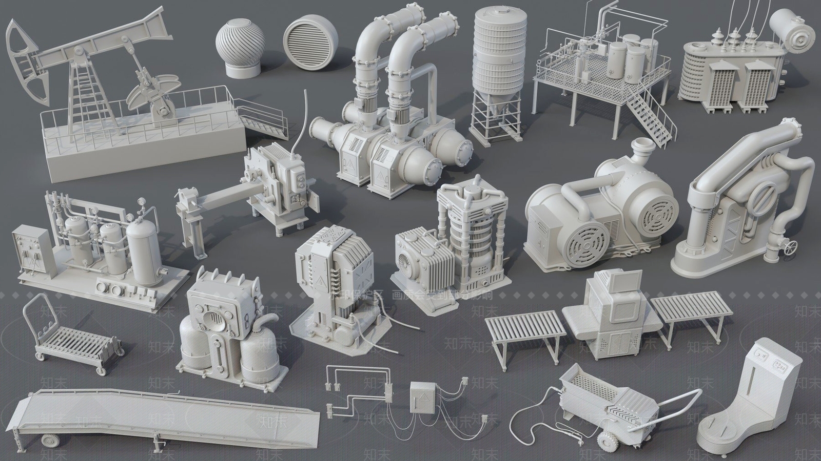 工业机械工厂设备组合3D模型下载【ID:1150680955】
