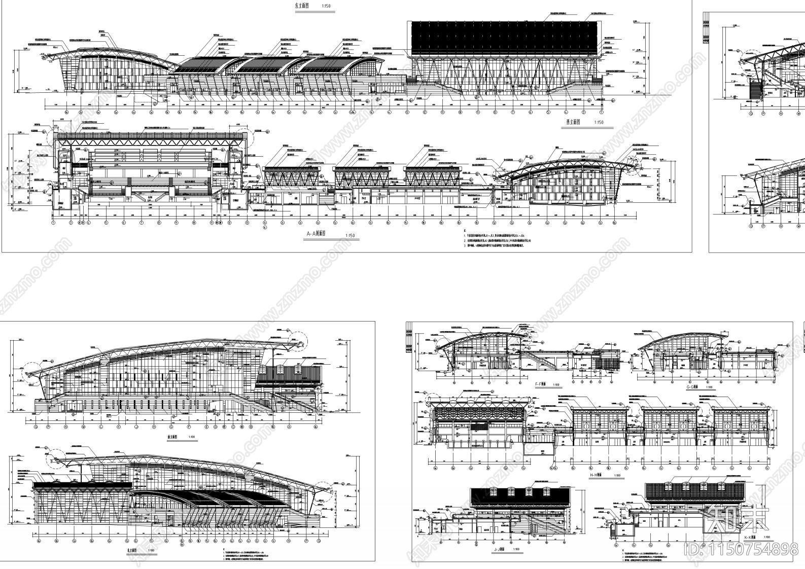 体育馆cad施工图下载【ID:1150754898】
