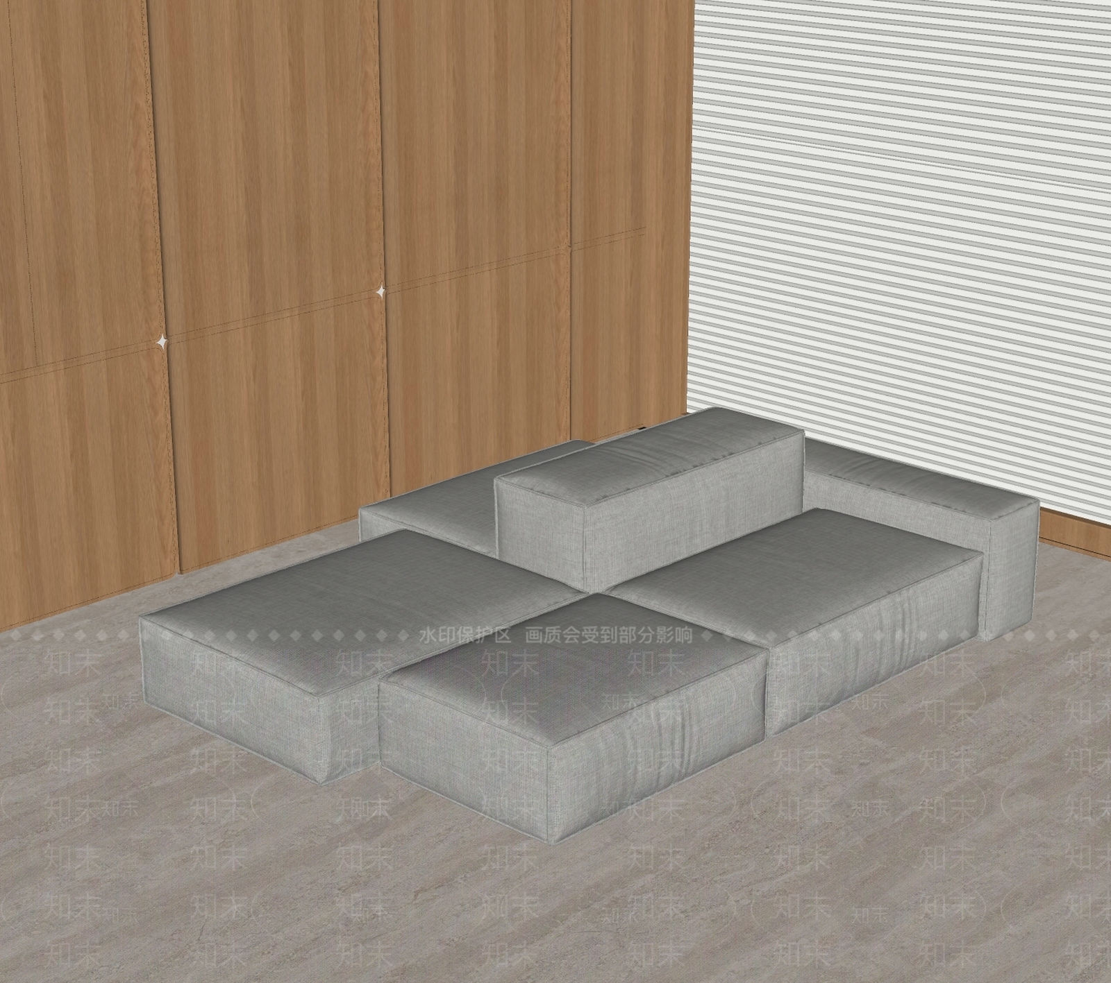 Baxter现代布艺沙发SU模型下载【ID:1150684450】