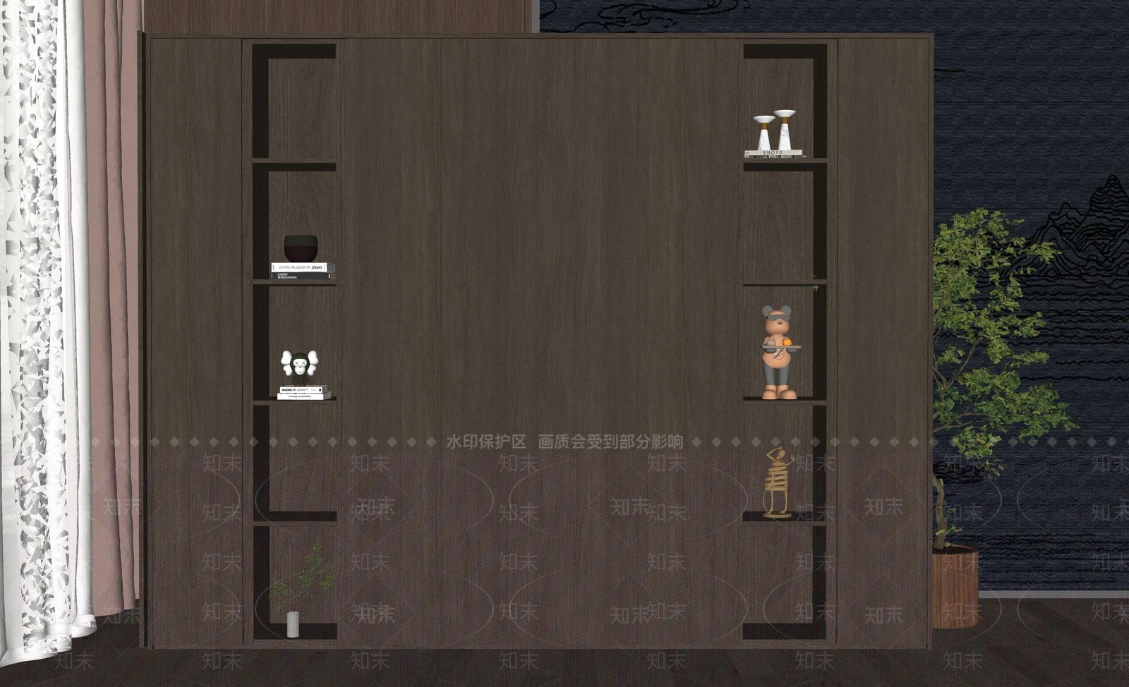 新中式装饰柜SU模型下载【ID:1150685517】