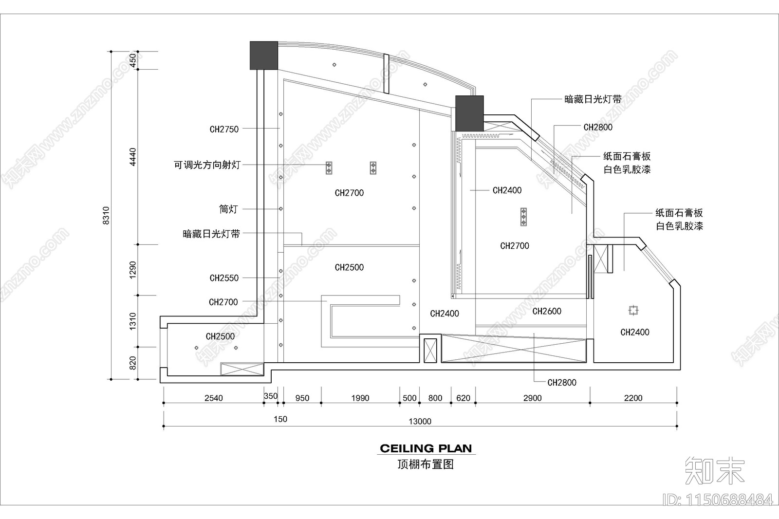 奶油风单身公寓家装施工图cad施工图下载【ID:1150688484】