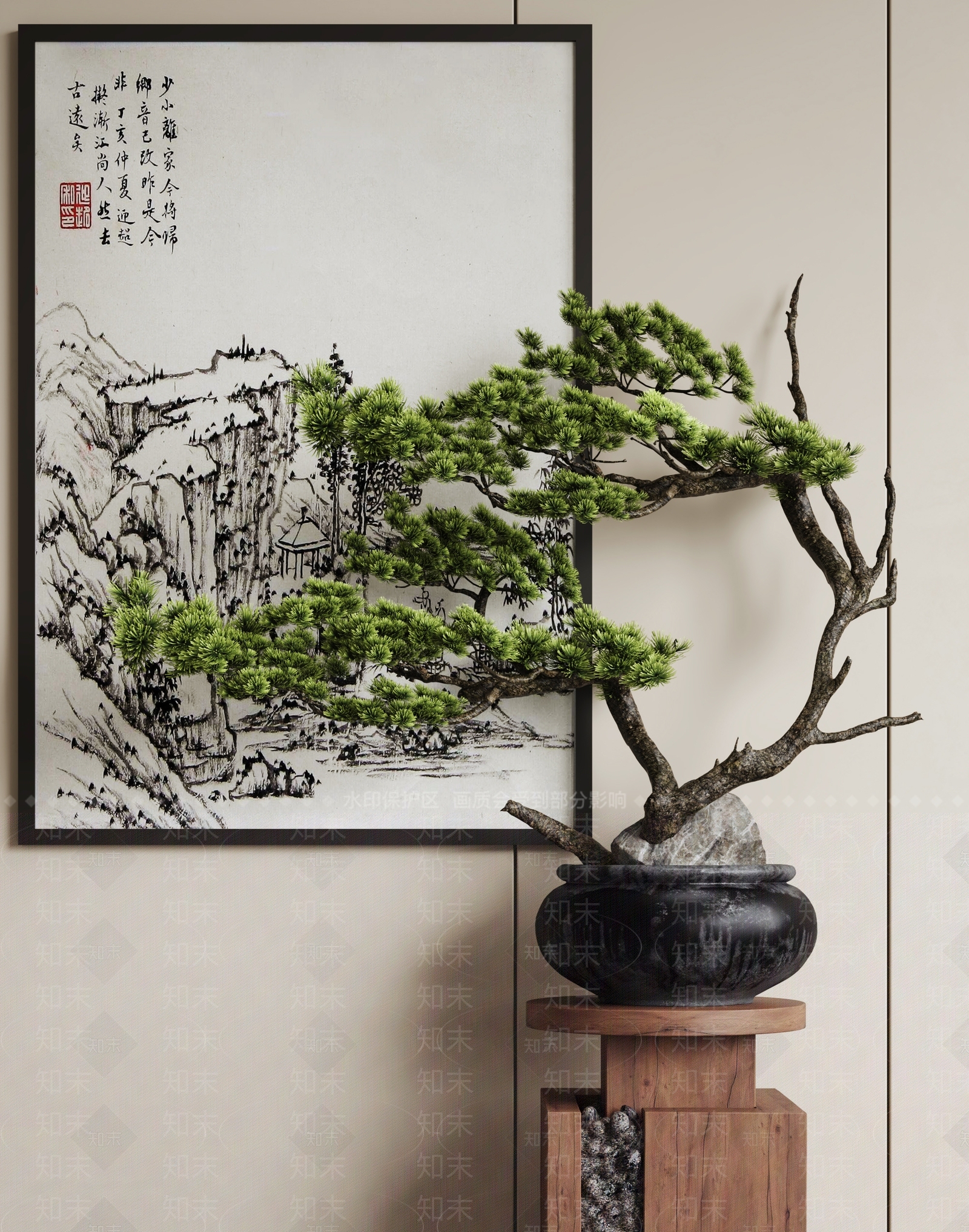 新中式盆景3D模型下载【ID:1150688982】