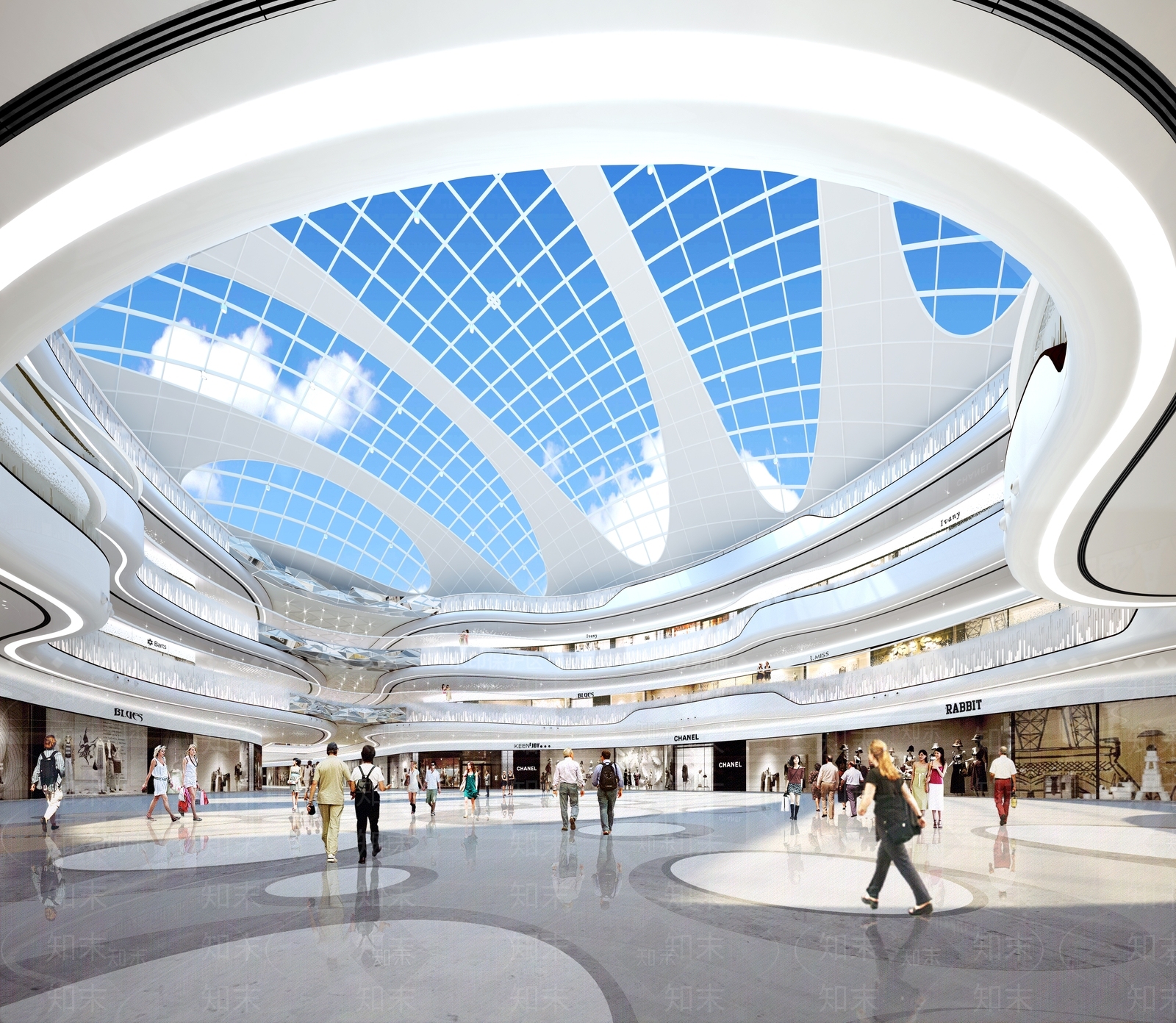 现代商场中庭大厅3D模型下载【ID:1150690526】