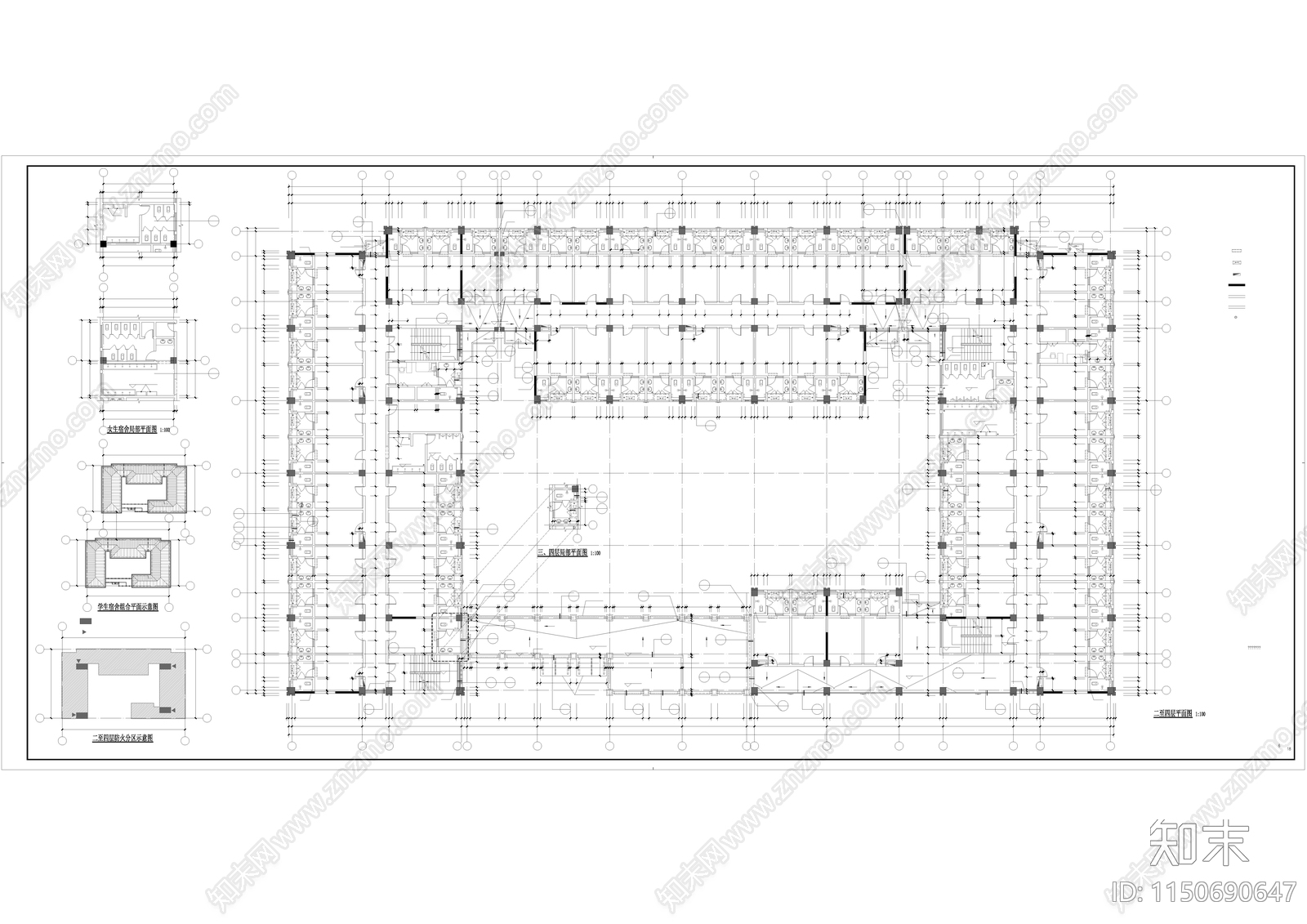 新中式风格中学建筑cad施工图下载【ID:1150690647】