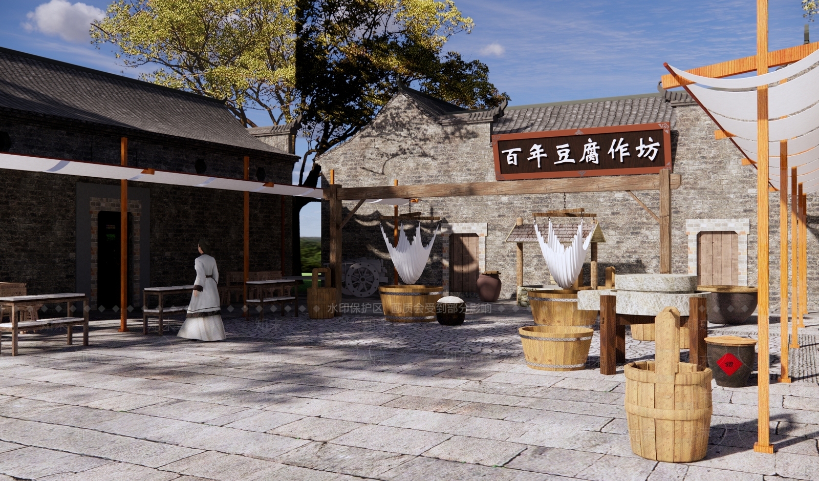 中式乡村庭园景观SU模型下载【ID:1150690768】