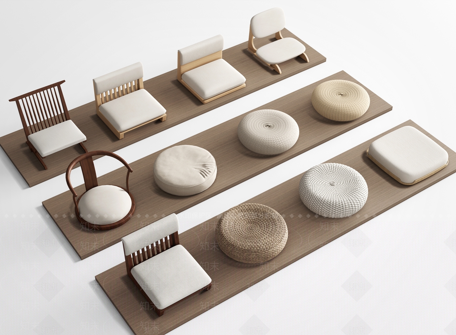 日式榻榻米坐垫3D模型下载【ID:1150692898】