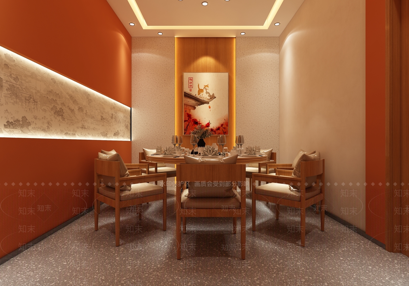 新中式餐厅包间3D模型下载【ID:1150694222】