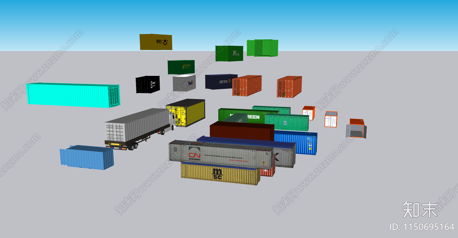 工业货运集装箱SU模型下载【ID:1150695164】