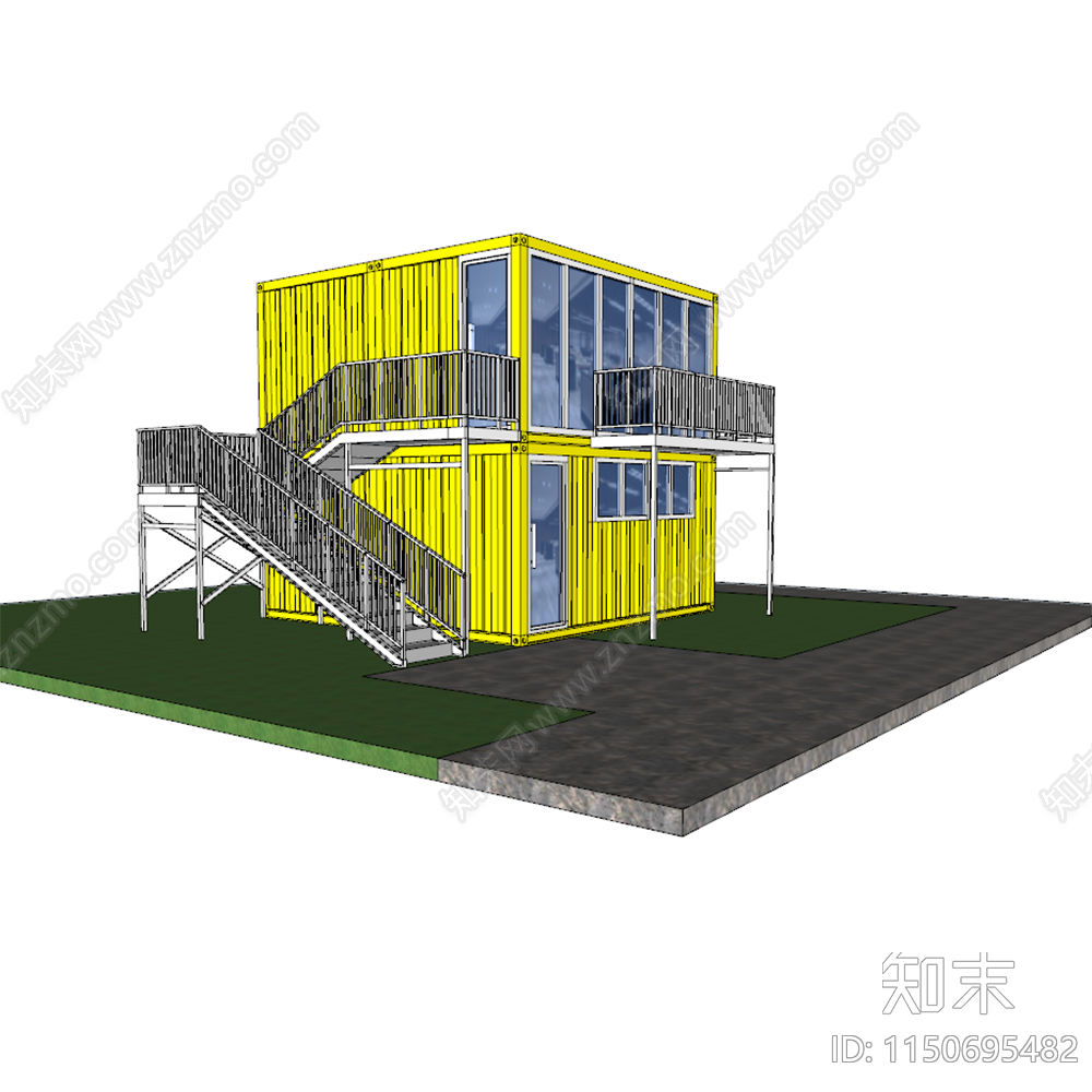 现代集装箱办公楼SU模型下载【ID:1150695482】