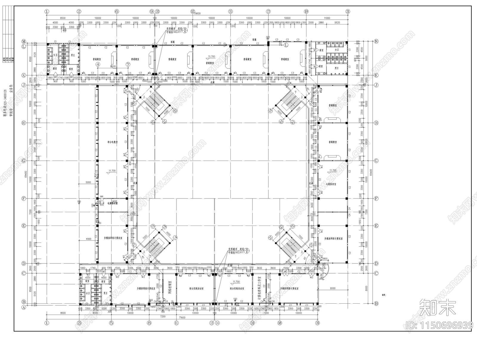 中学教学楼建筑cad施工图下载【ID:1150696939】