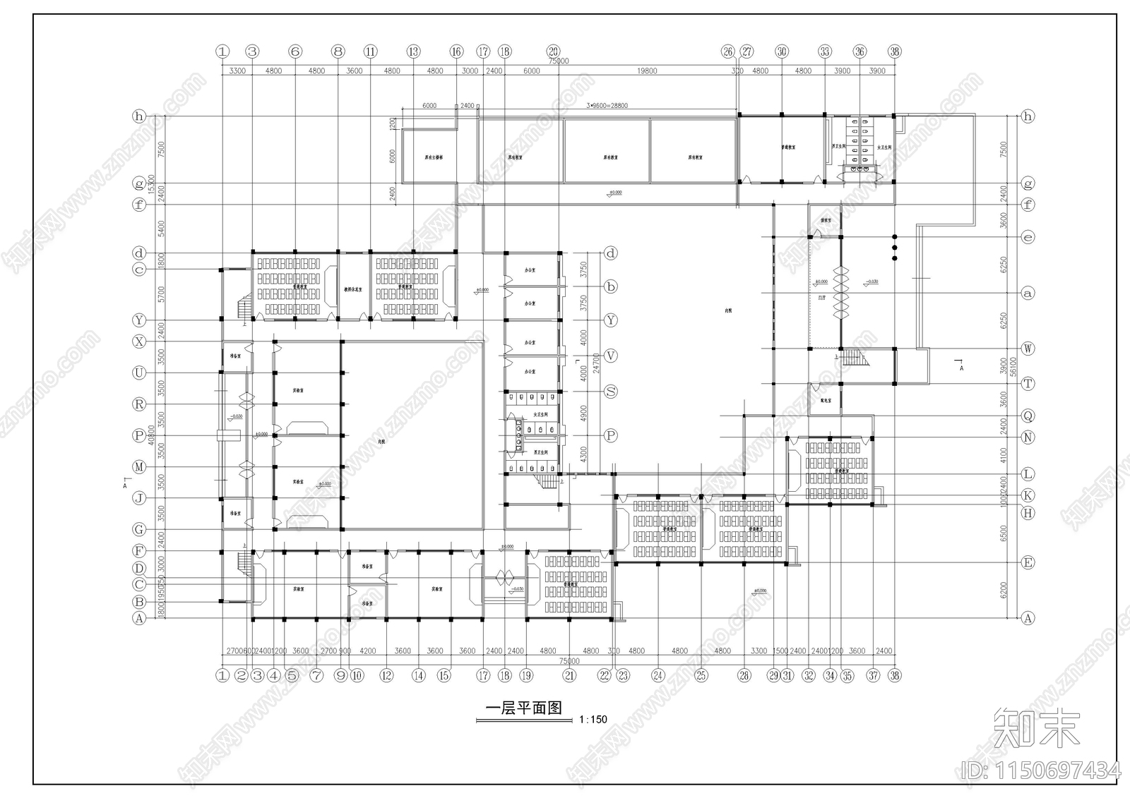 中学教学楼建筑cad施工图下载【ID:1150697434】