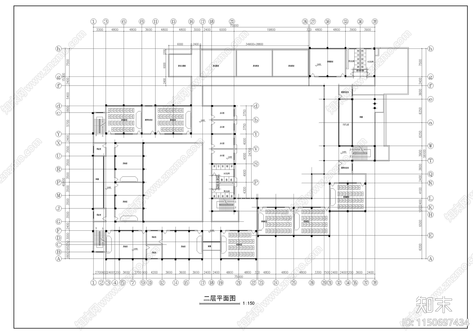 中学教学楼建筑cad施工图下载【ID:1150697434】