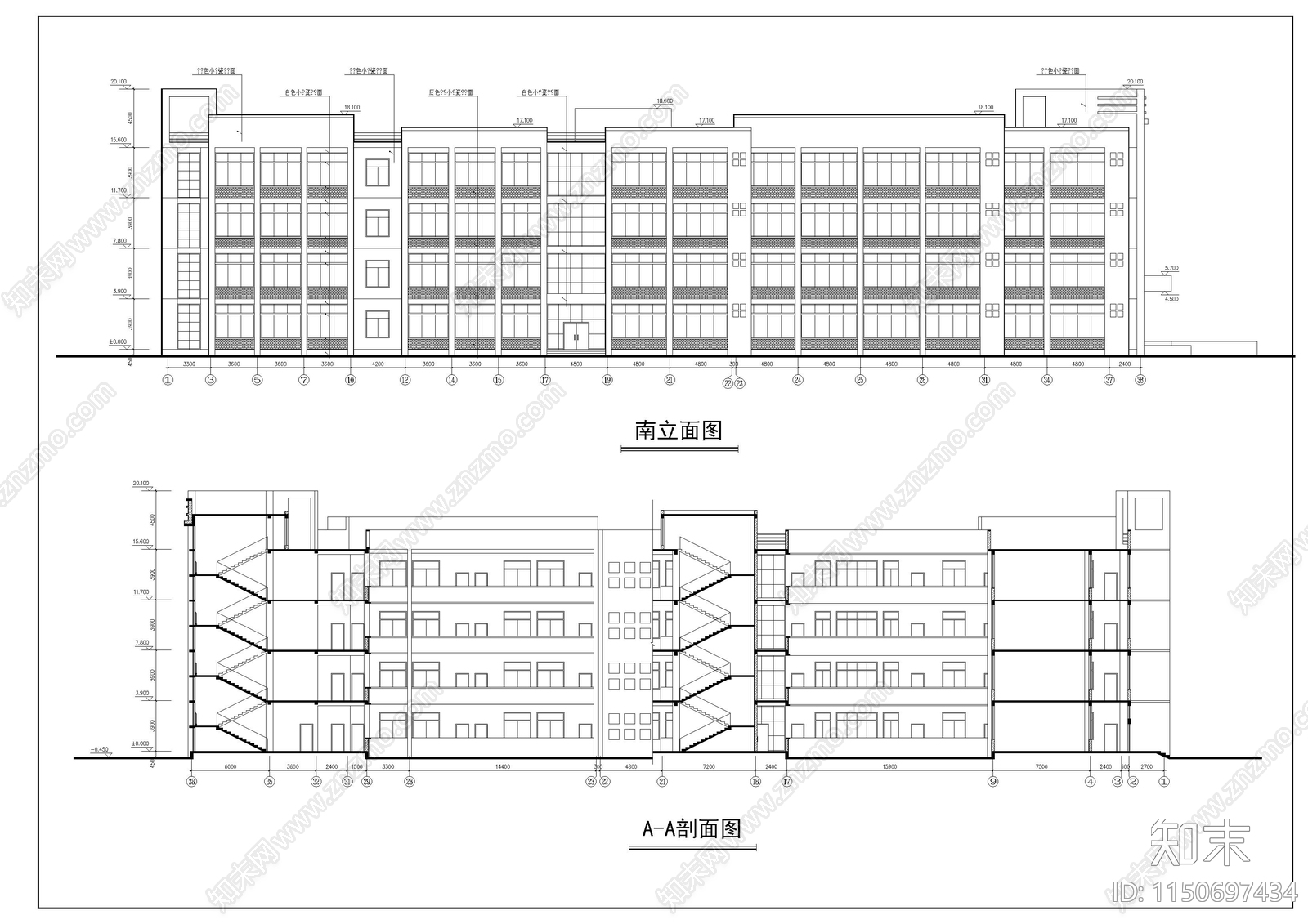 中学教学楼建筑cad施工图下载【ID:1150697434】