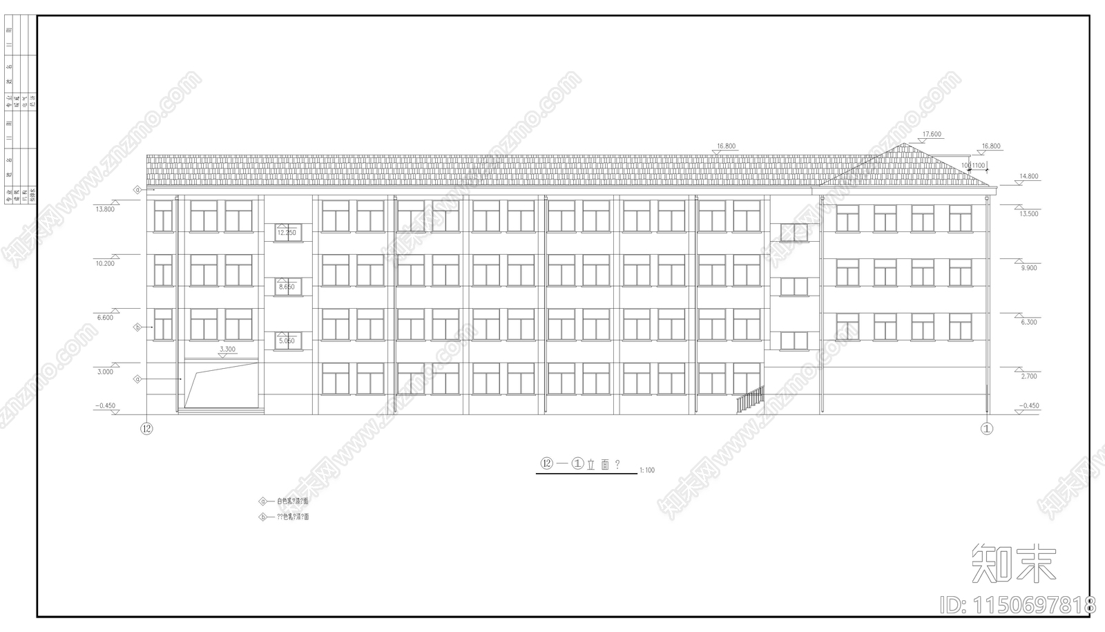 中学教学楼建筑cad施工图下载【ID:1150697818】