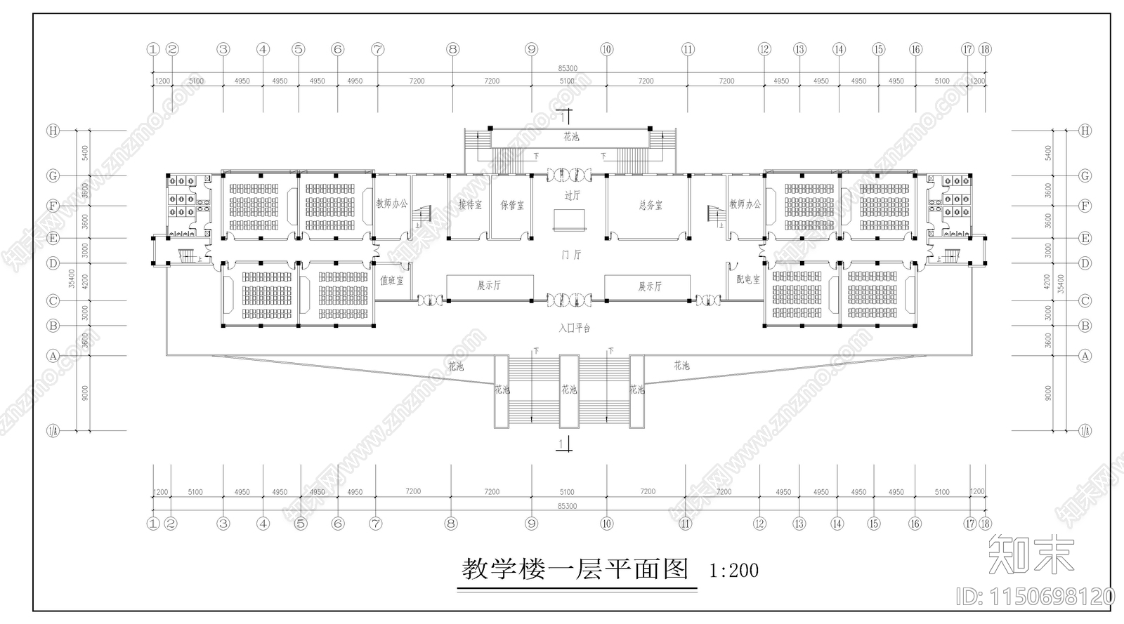 中学教学楼建筑cad施工图下载【ID:1150698120】