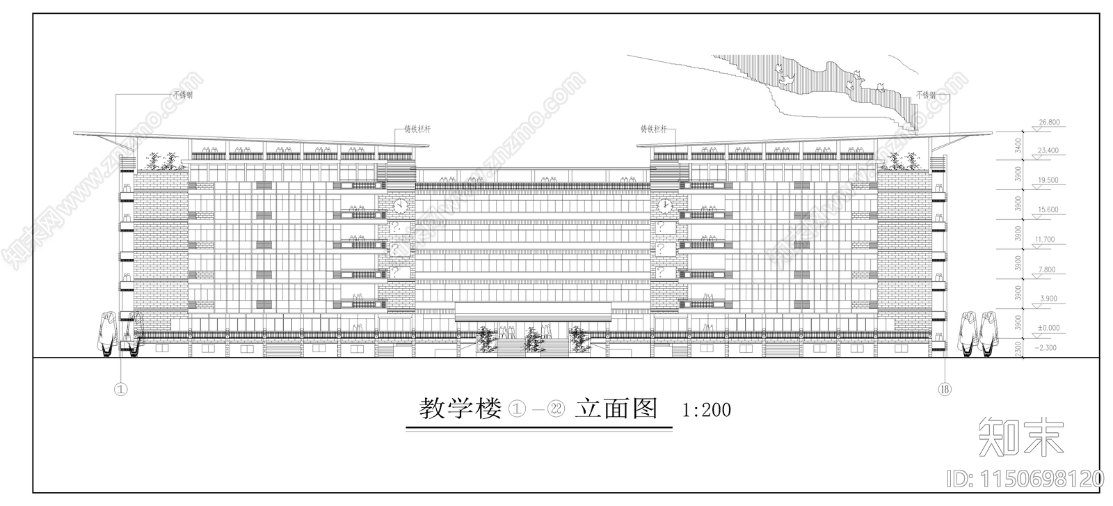 中学教学楼建筑cad施工图下载【ID:1150698120】