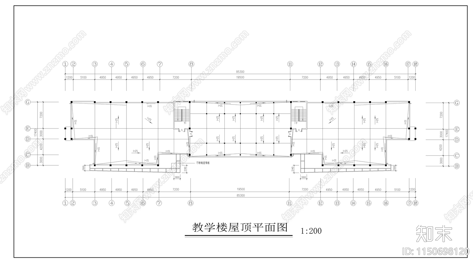 中学教学楼建筑cad施工图下载【ID:1150698120】