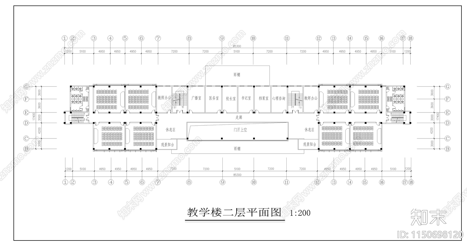 中学教学楼建筑cad施工图下载【ID:1150698120】