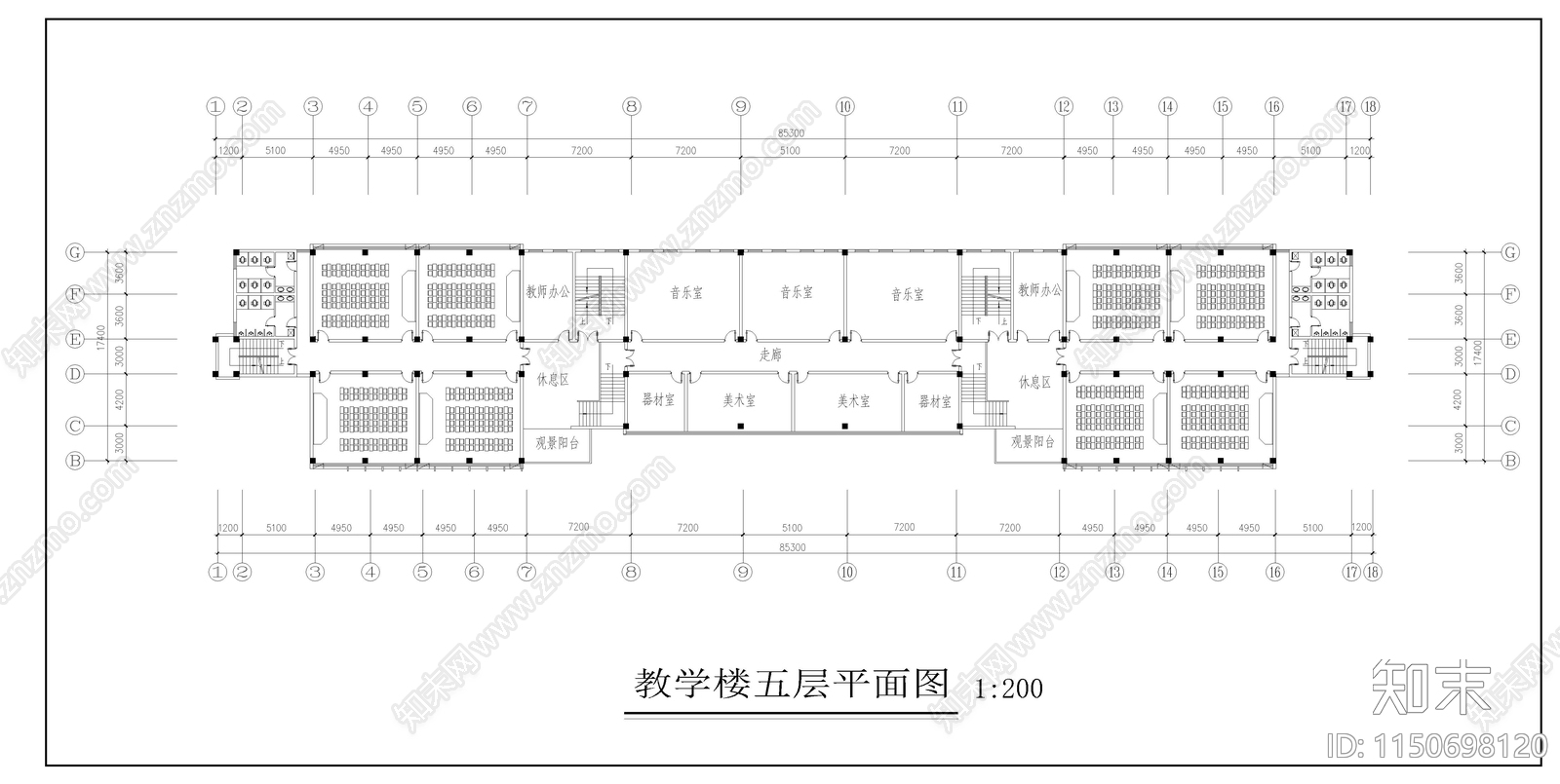 中学教学楼建筑cad施工图下载【ID:1150698120】