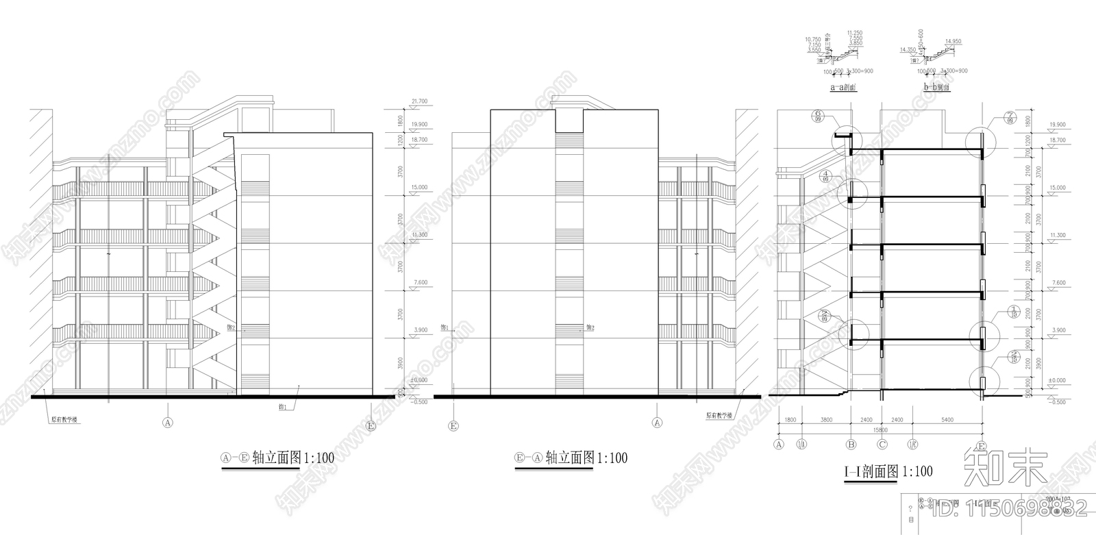 中学教学实验楼建筑cad施工图下载【ID:1150698832】