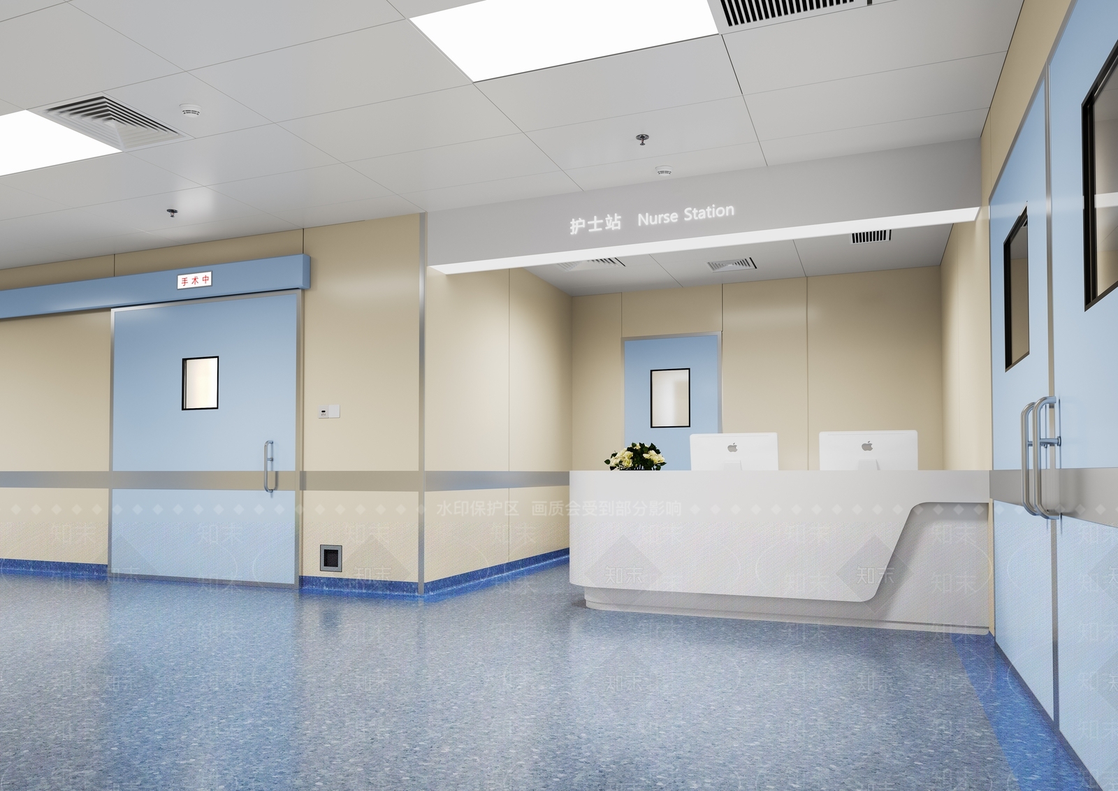 现代医院洁净走廊3D模型下载【ID:1150699884】
