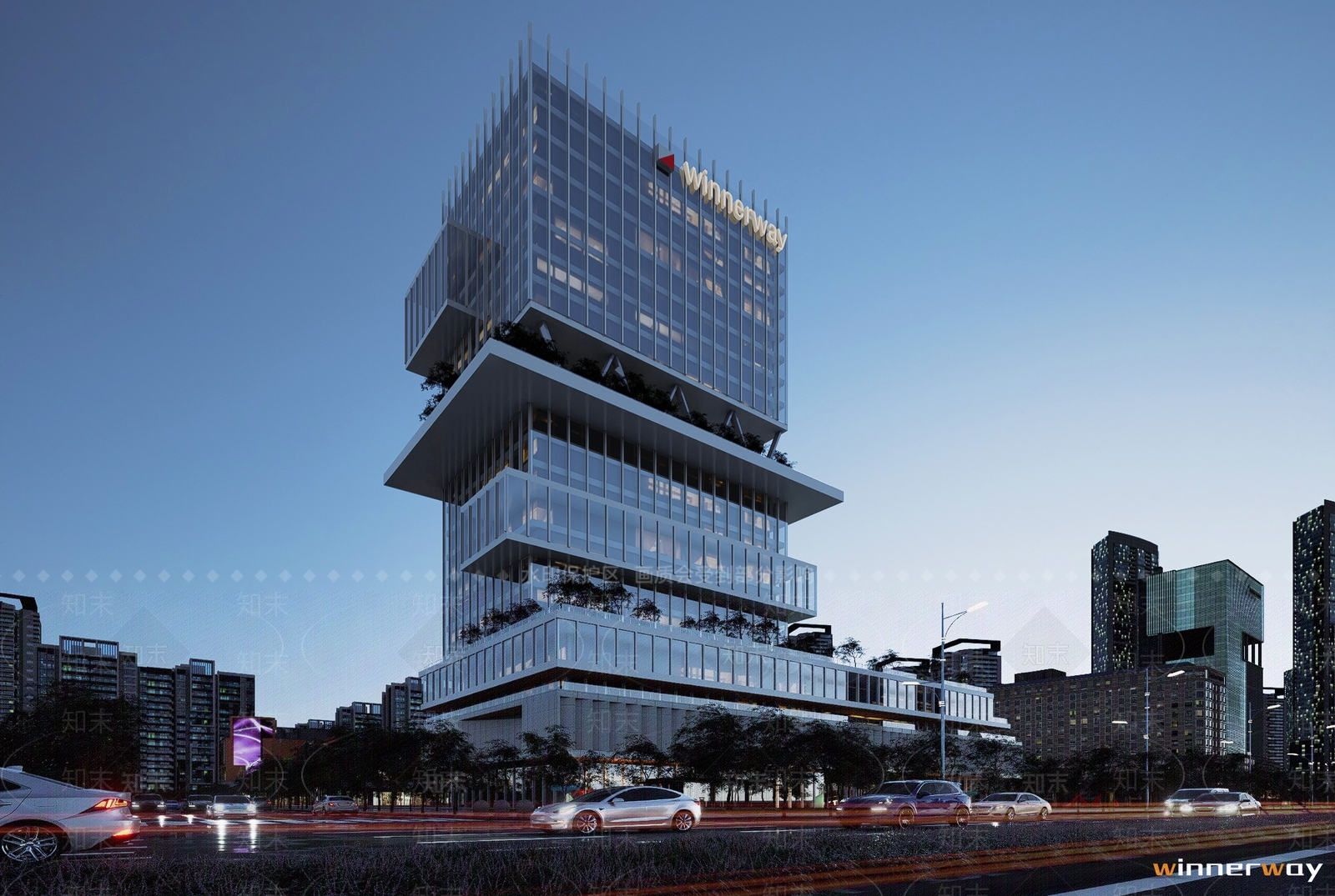 现代高层办公楼建筑SU模型下载【ID:1150701760】