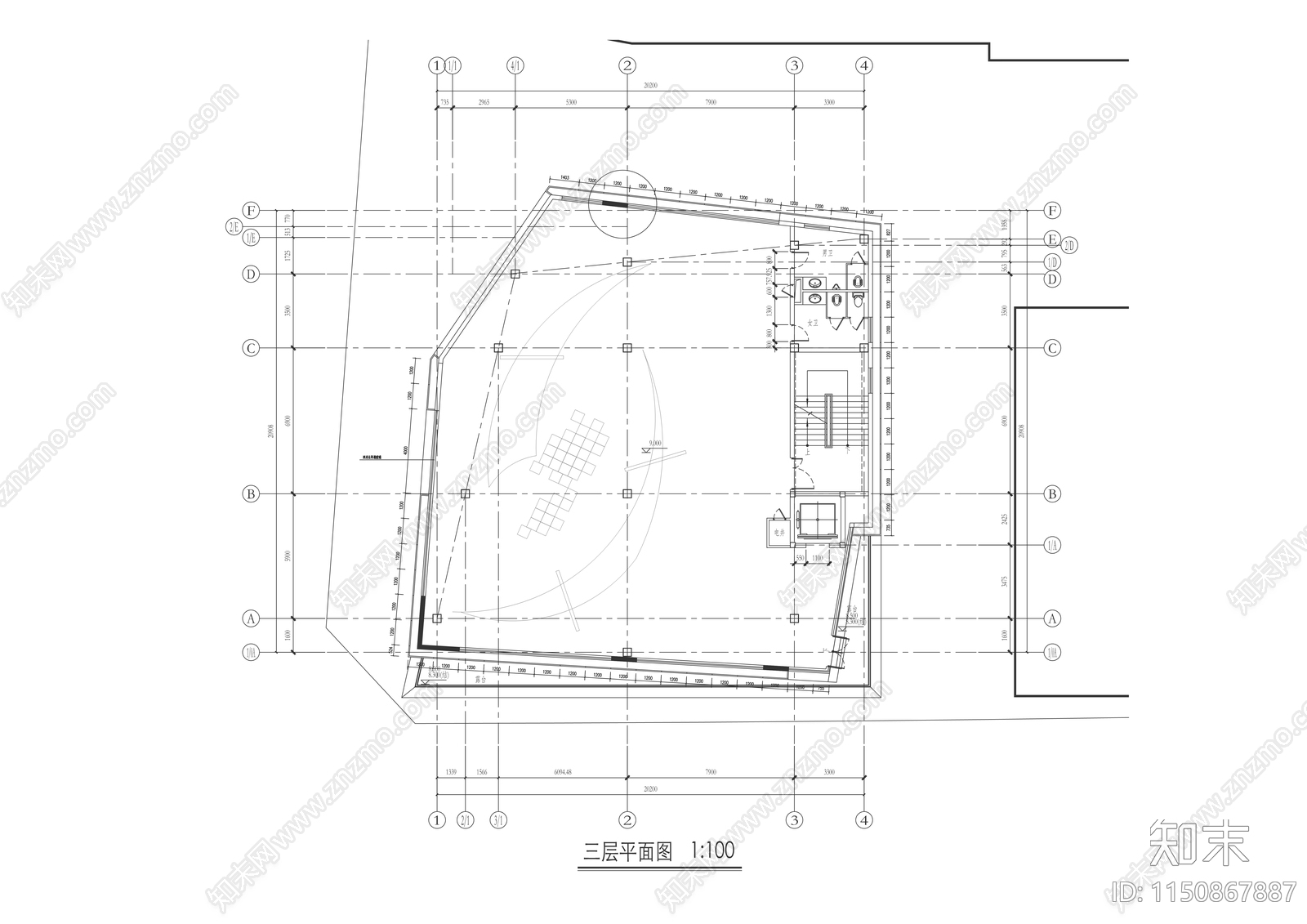 现代风格售楼处室内cad施工图下载【ID:1150867887】