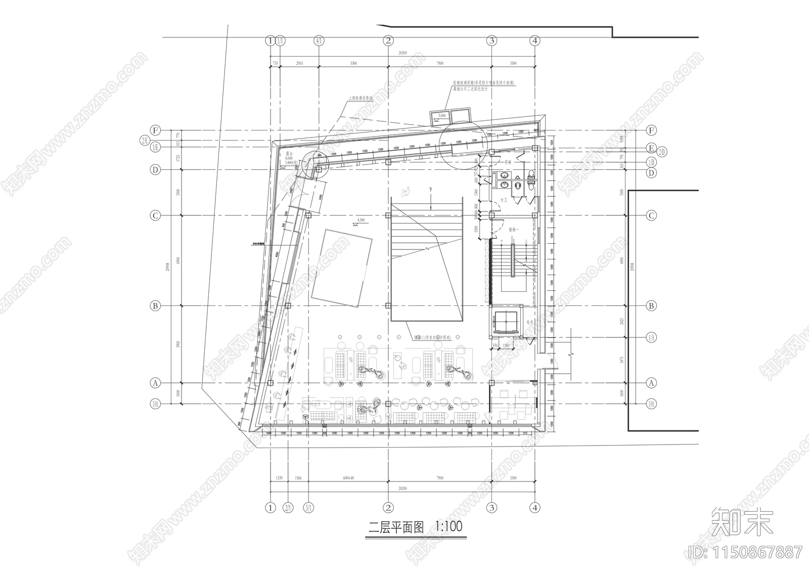 现代风格售楼处室内cad施工图下载【ID:1150867887】