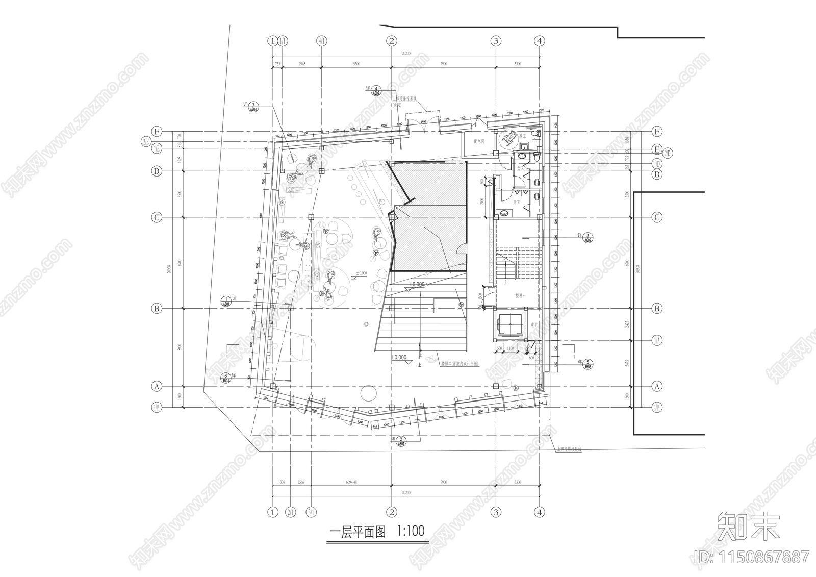 现代风格售楼处室内cad施工图下载【ID:1150867887】