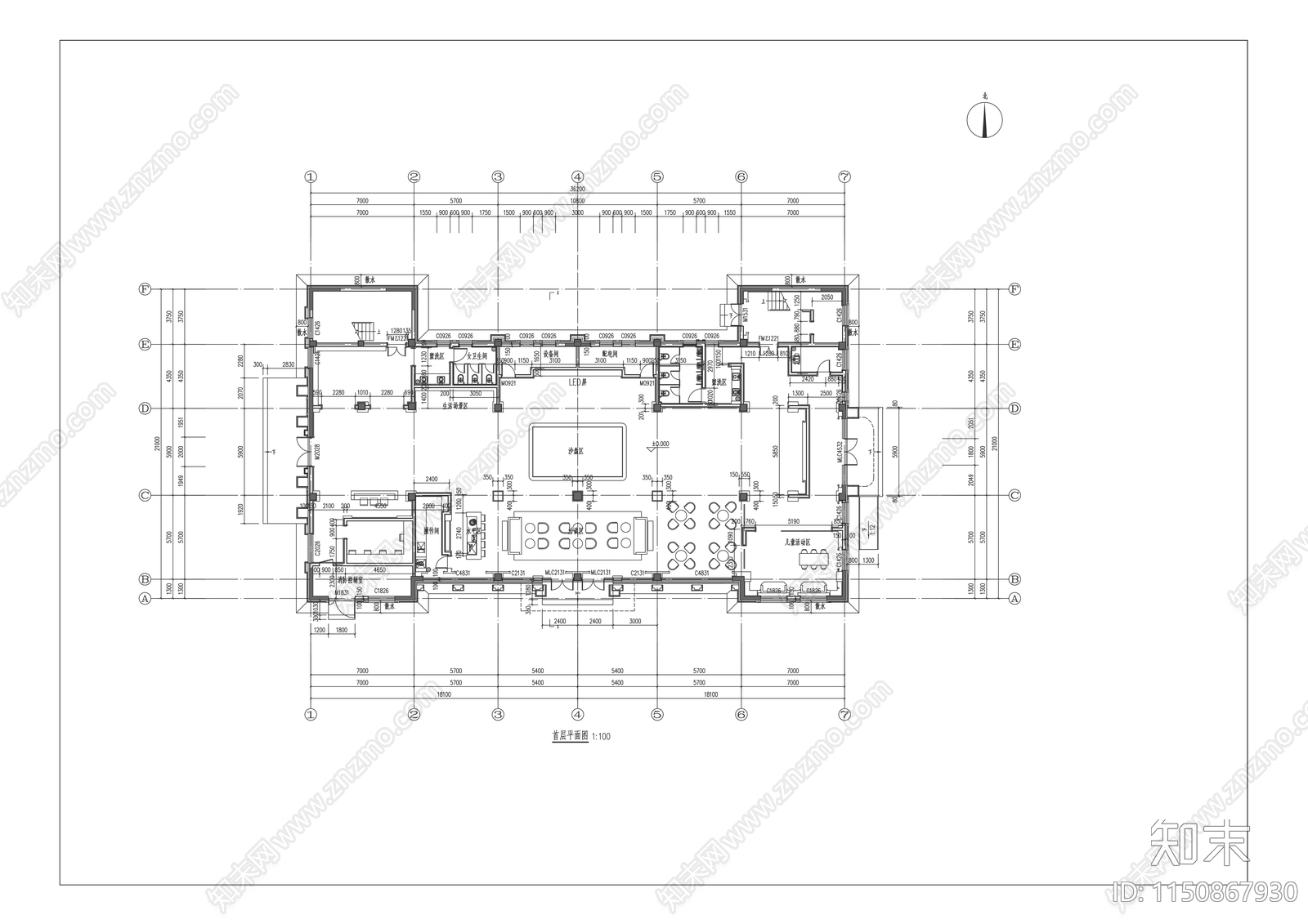 现代风格售楼处室内cad施工图下载【ID:1150867930】